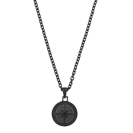 Necklace Boussole - Noir (70+10cm)