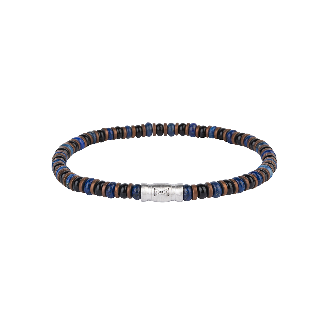 Deze armband is gemaakt van hoogwaardige 4 mm edelstenen die perfect combineert met zowel formele als casual kleding. Gemaakt van hematietschijven, zwarte obsidiaan en lapis lazulli edelstenen. Het sterke elastische koord houdt deze armband bij elkaar en zorgt voor een comfortabele pasvorm. Afgewerkt met een zilver 925 slot. Deze prachtige combinatie is perfect voor een gestapelde look. Draag hem met andere Aze Jewellery-armbanden voor een trendy polsspel.