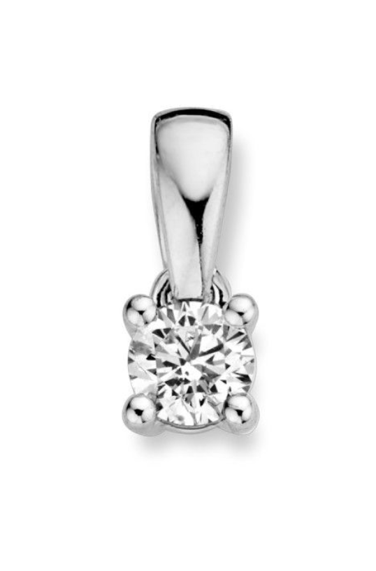 18 Karaat witgouden solitair hanger met 0.17 crt briljant H/VS1.