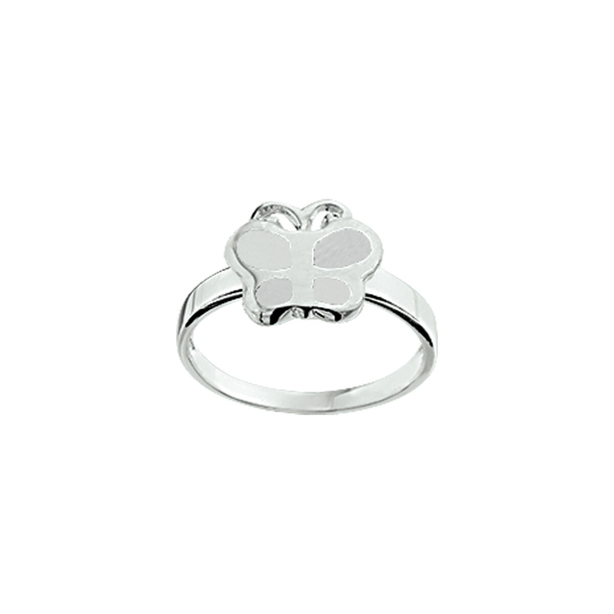 Zilveren ring met wit emaille vlinder.
Ringmaat 12,5