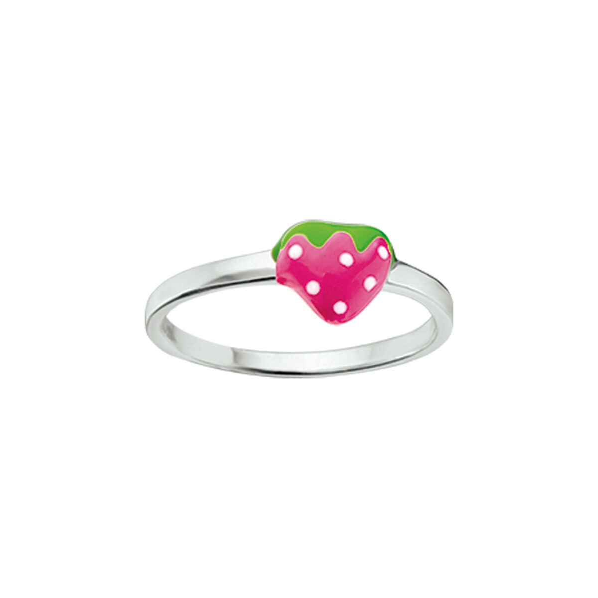 Zilveren ring met aardbei van emaille.
Ringmaat 15