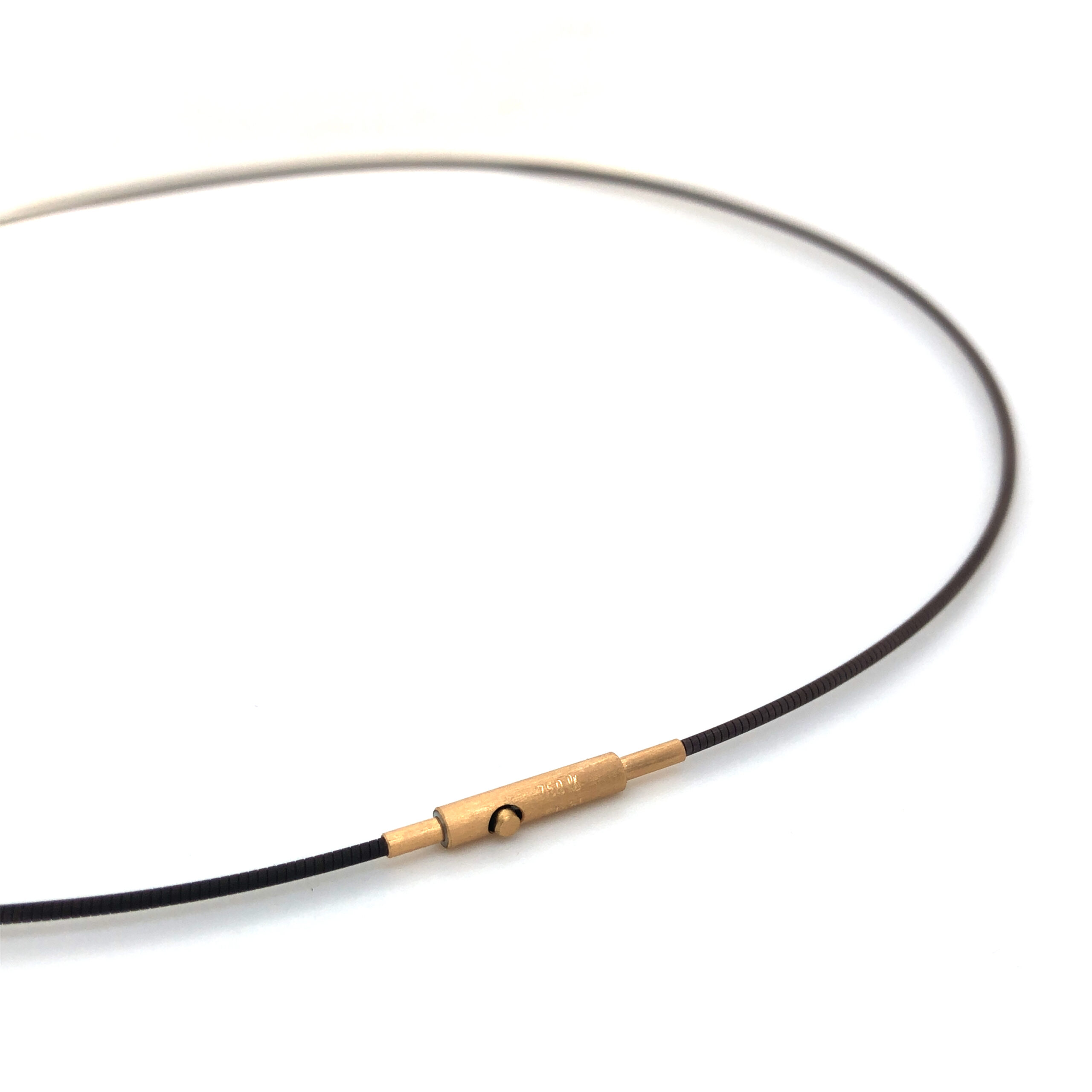 Spiralcollier in Stahl braun /Rosegold 750, D 1,0mm, Lä 42cm