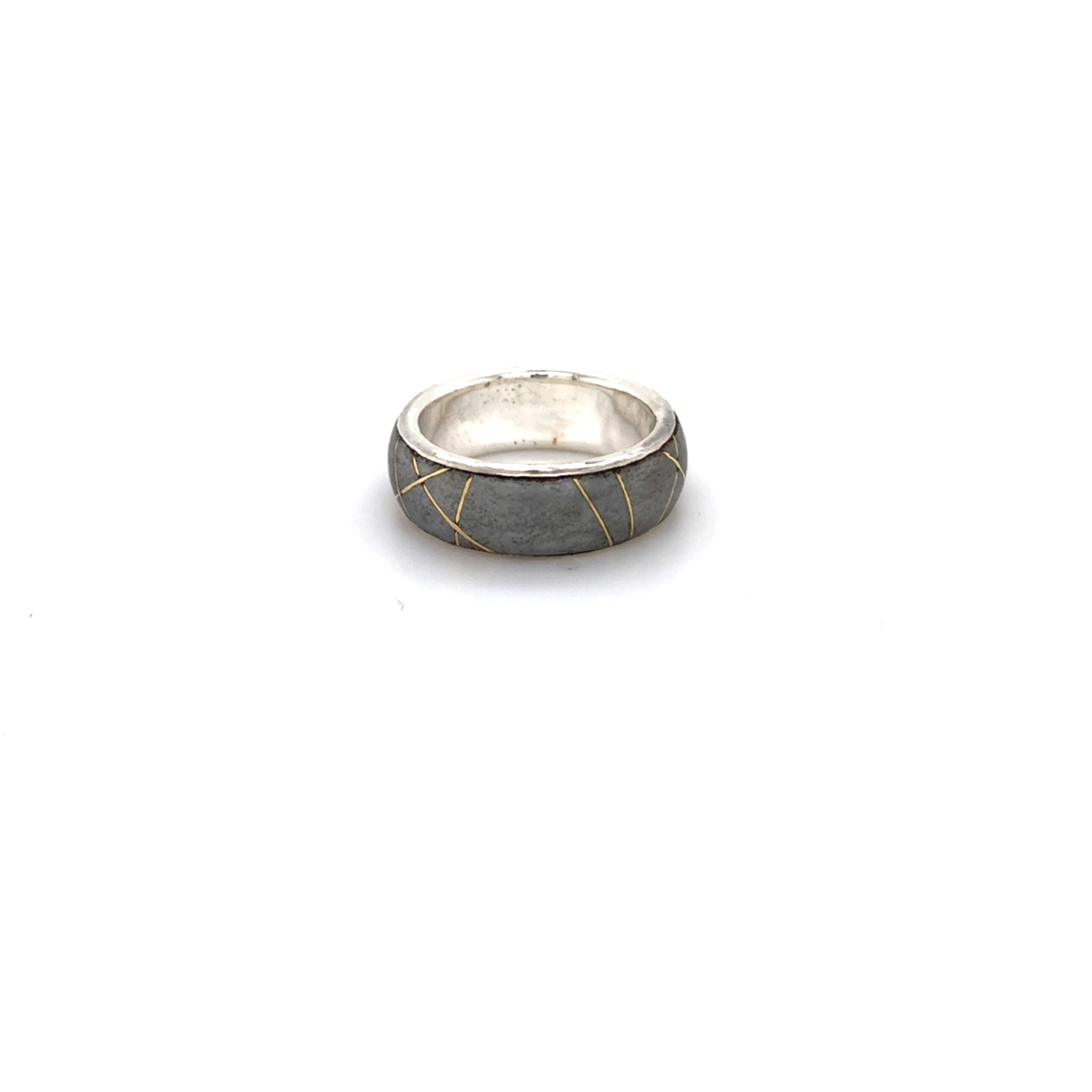 Partnerring gefertig in Silber, Stahl, Gold 750.
Größe  60