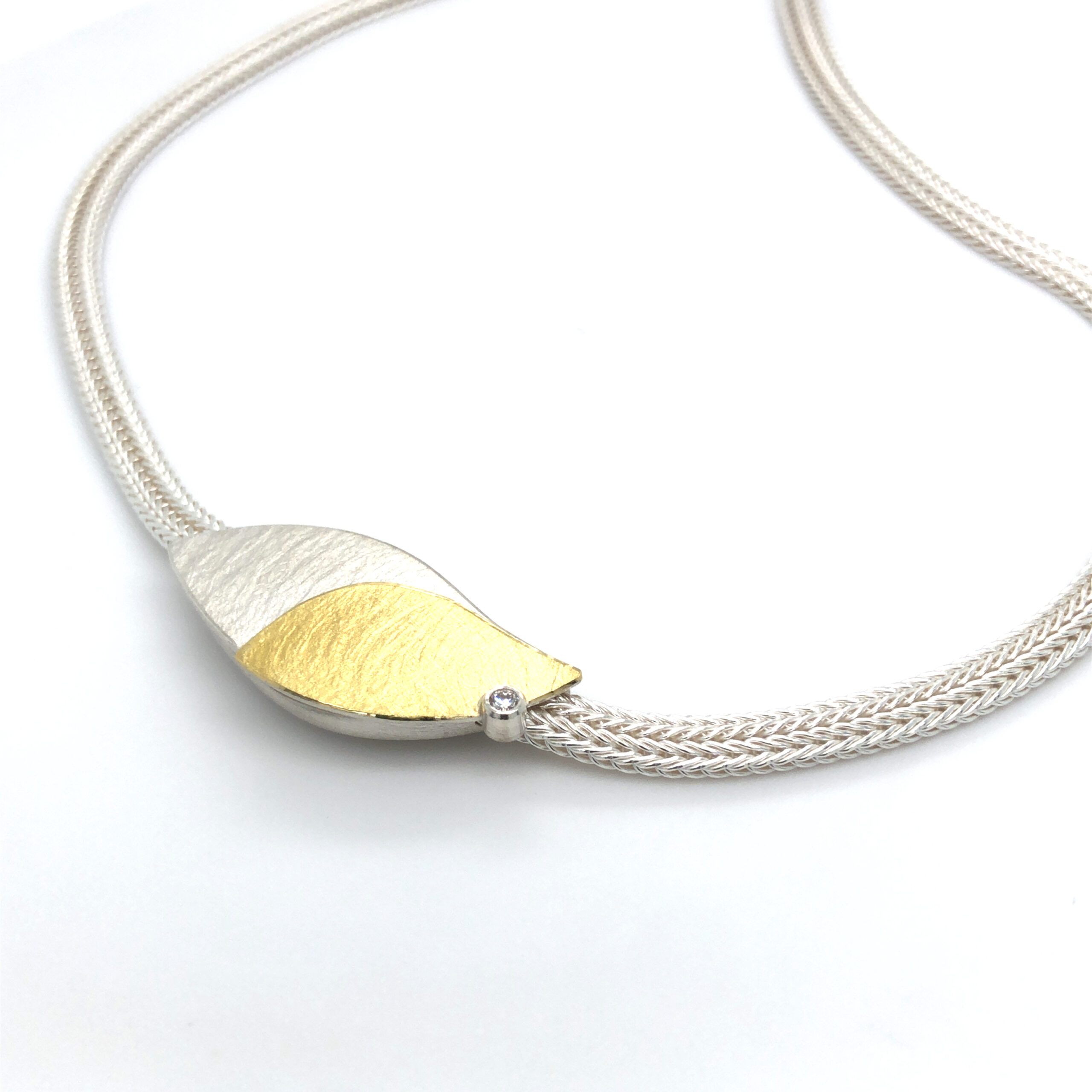 Halsschmuck in Silber 925/ Gold 900 Brillant 0,03ct Foxband