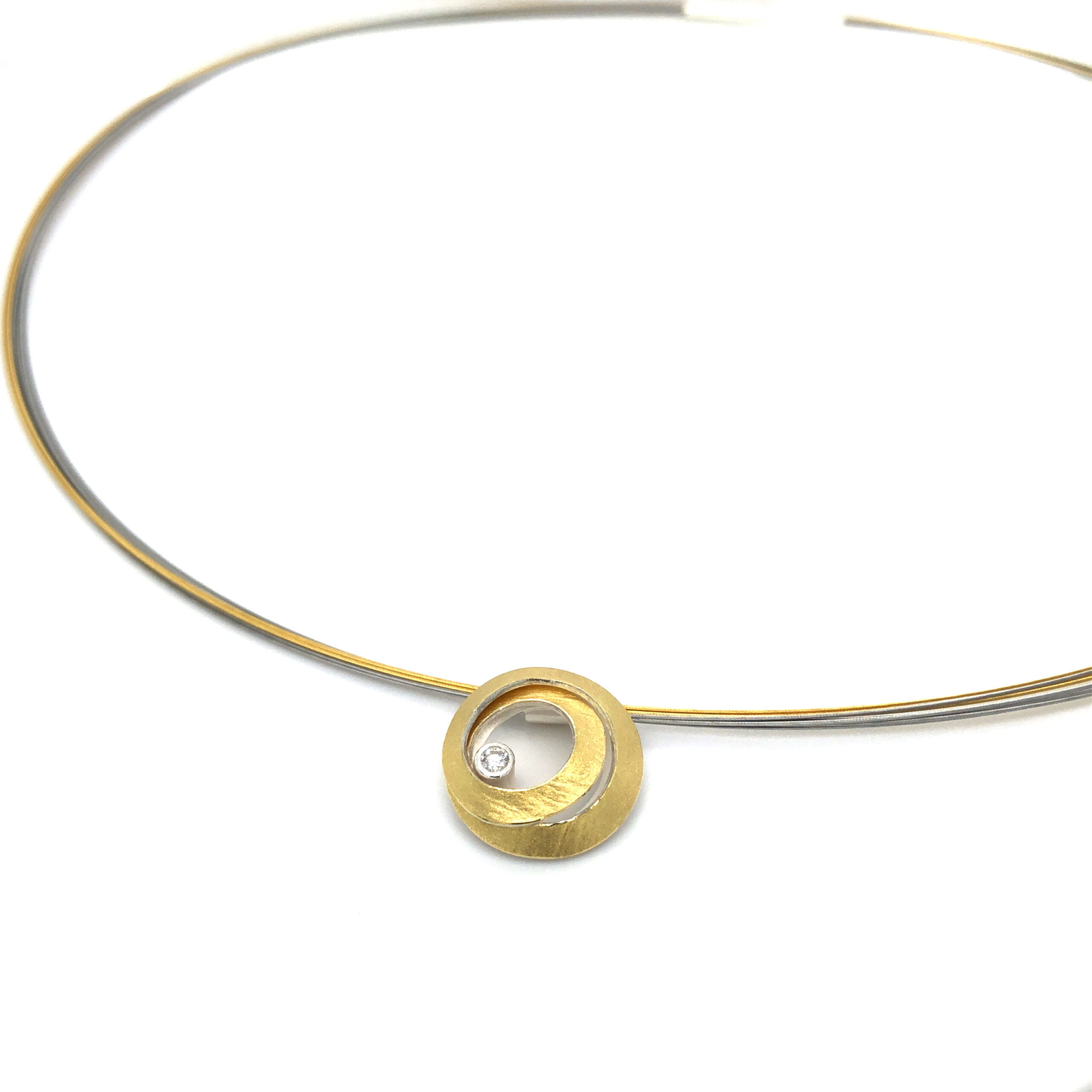Halskette in Silber/ Gold 900 Brillant 0,03 ct Bicolorseil
