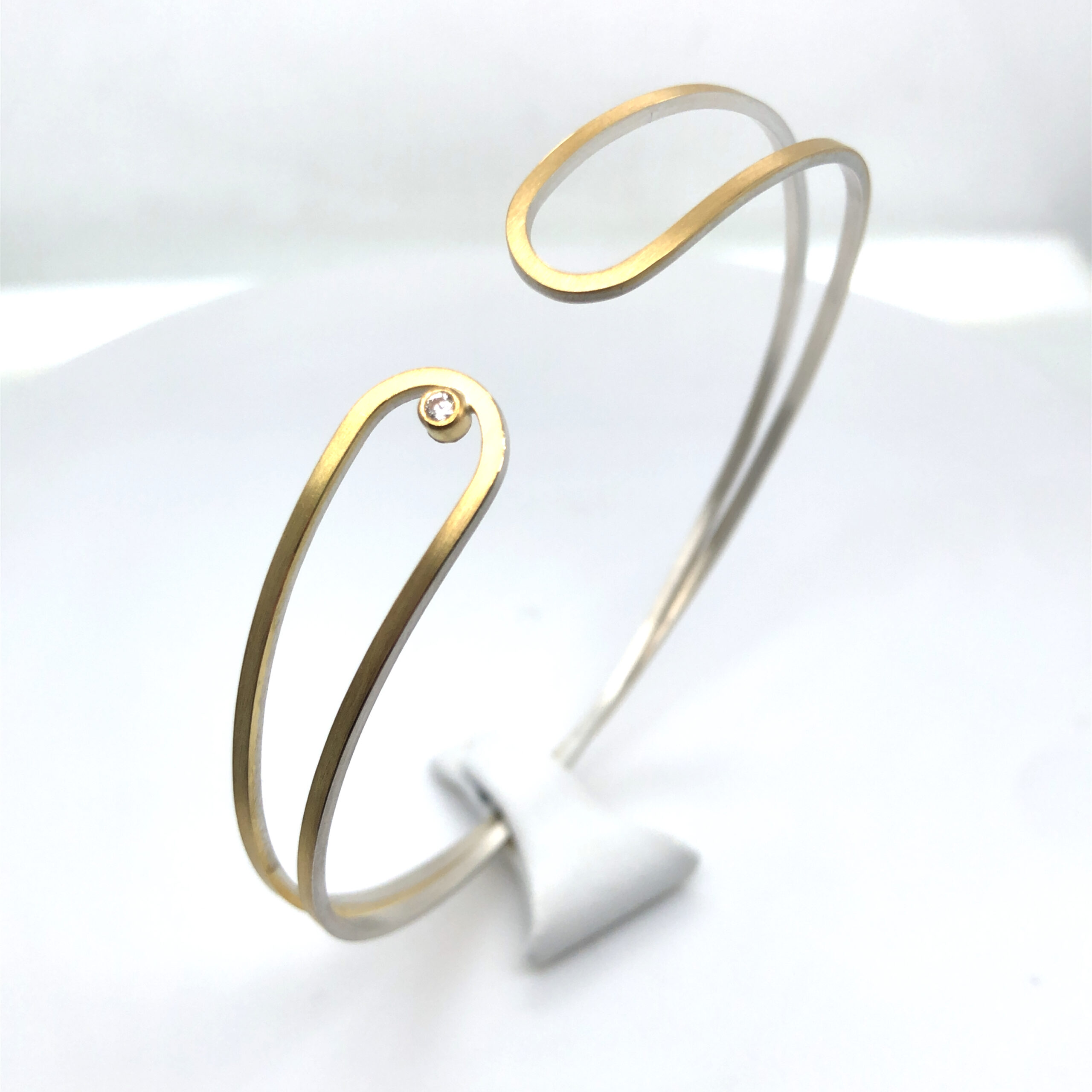 Armreif Silber 925 /Gold 900 mit einem Brillanten 0,03ct