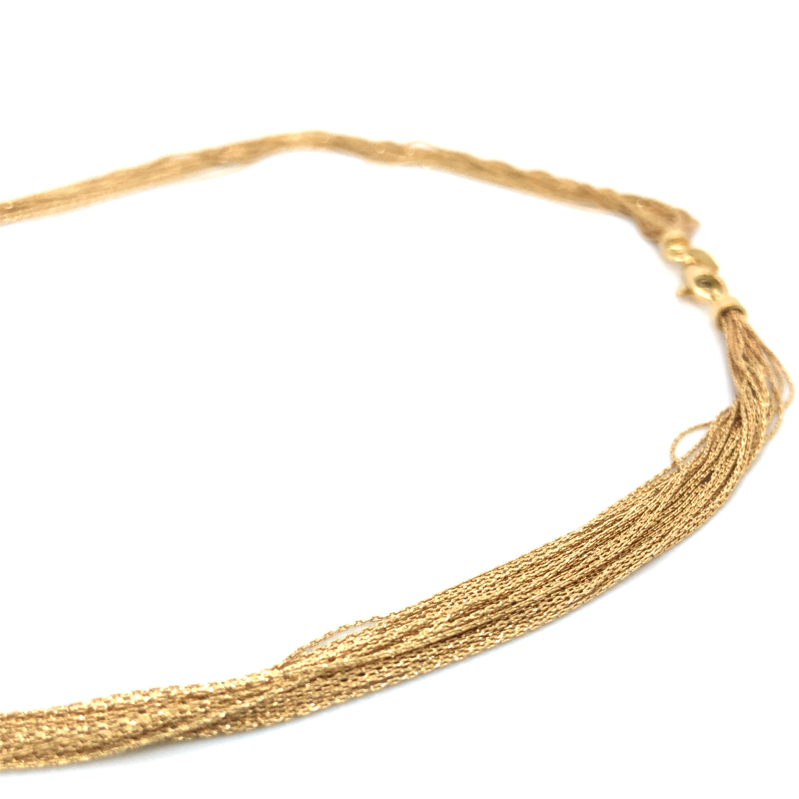 Halskette Gelbgold 750/ooo diamantiert mit 25 Reihen, Lä 45cm