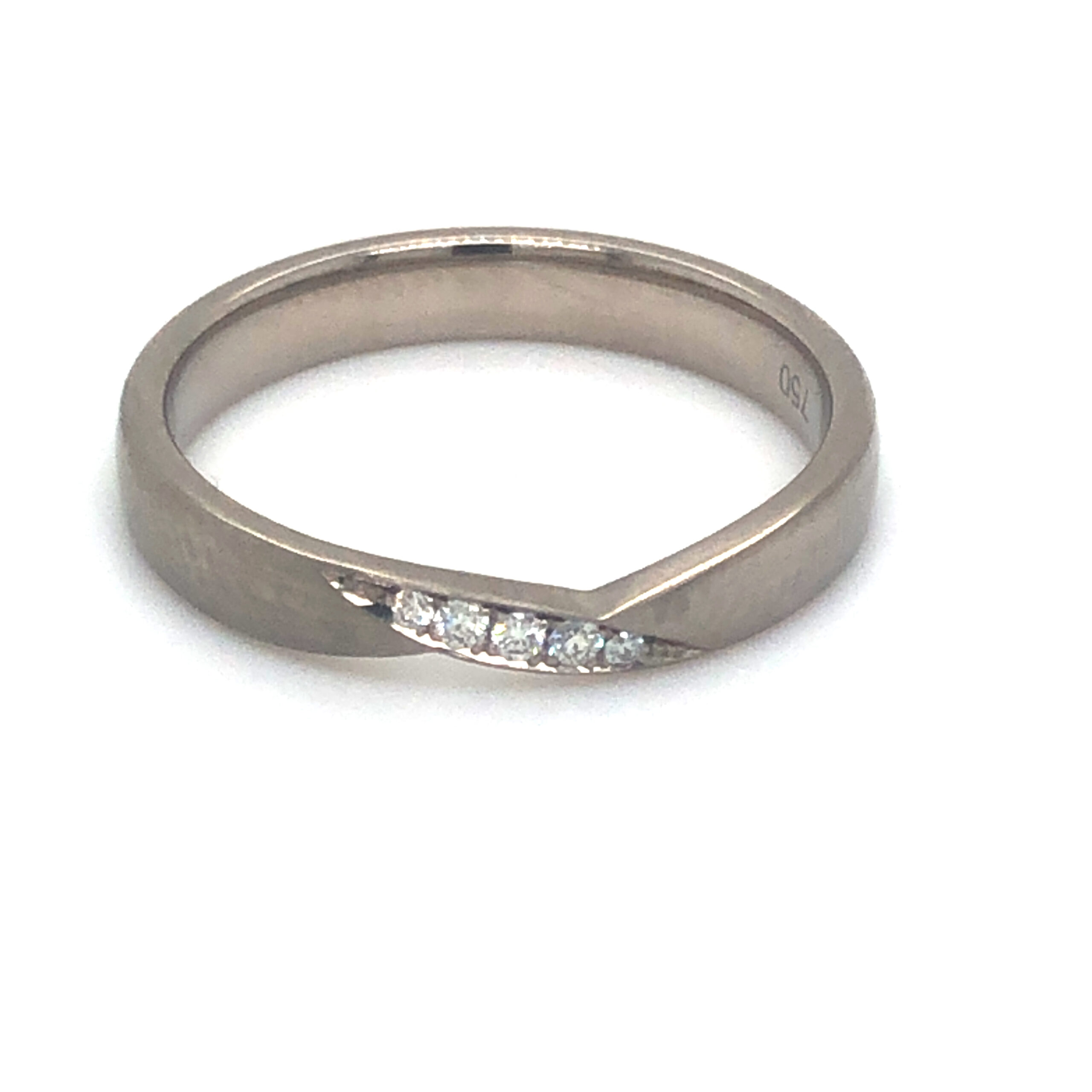 Trauring in Weißgold 750 mit Brillanten 0,04ct tw/si W52