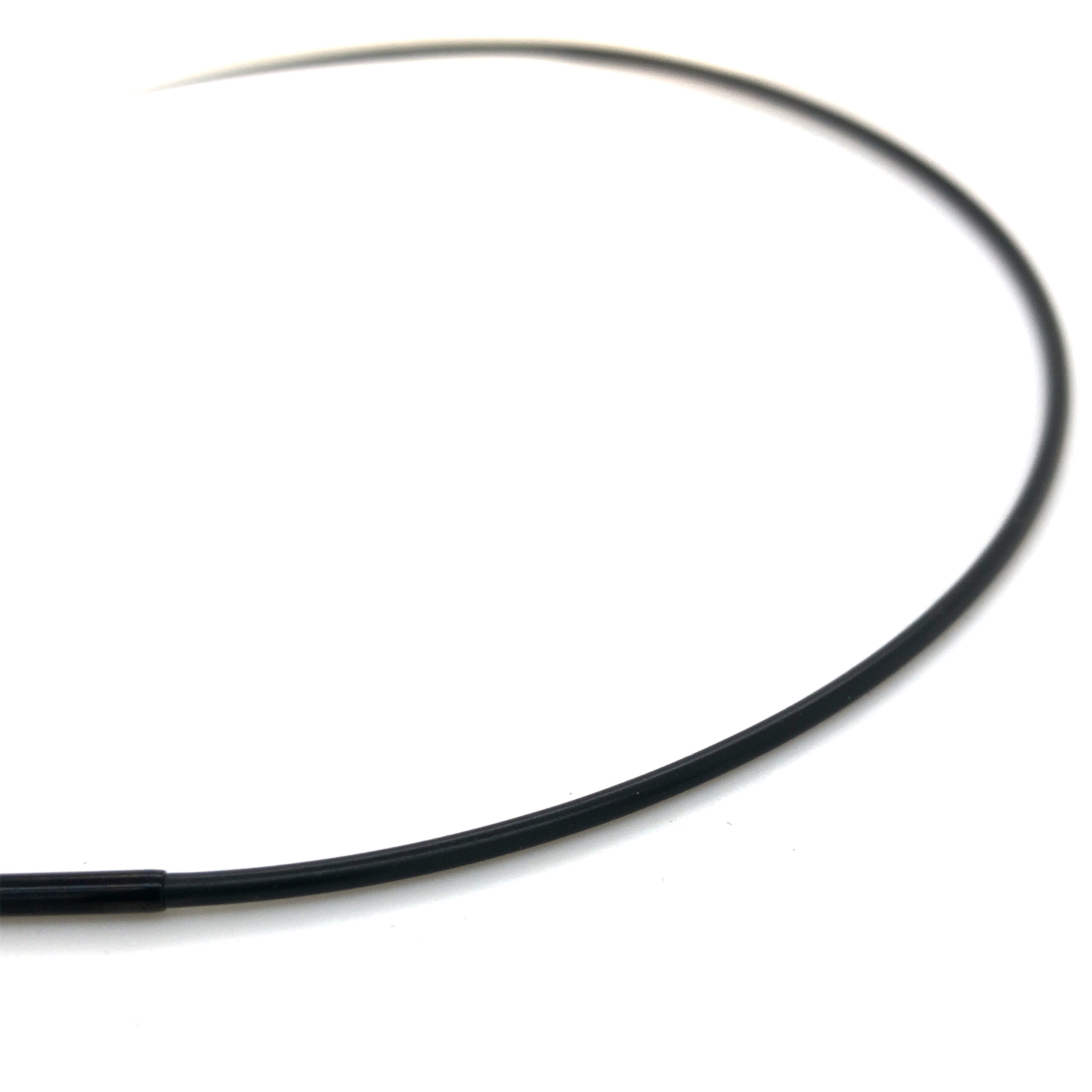 Silikonseil schwarz 45cm, Durchmesser 2,0mm. patetierte Doppelclipschließe in PVD black
