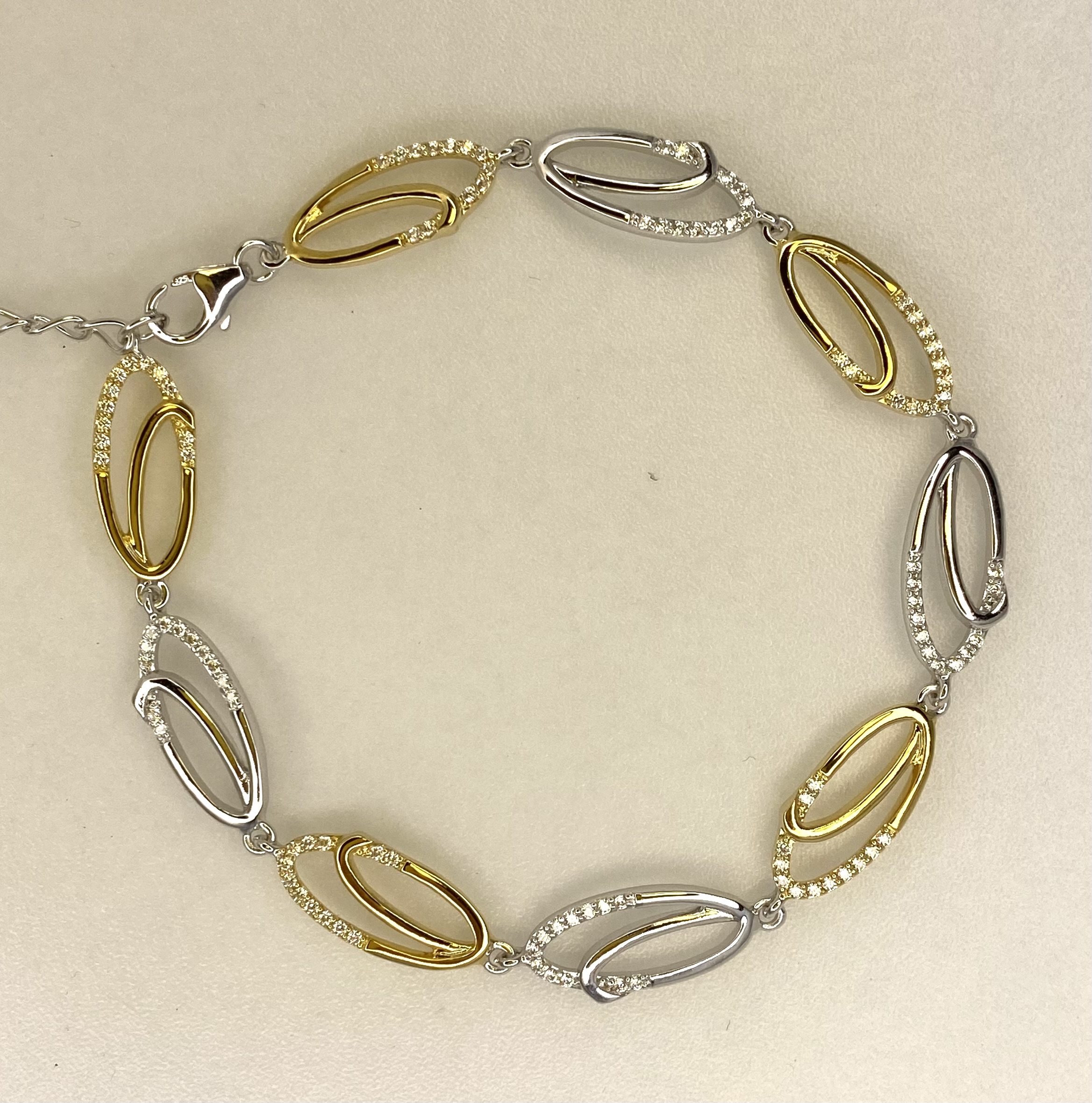 Zilver en zilver verguld met zirkonia’s sierlijke armband met verleng stukje