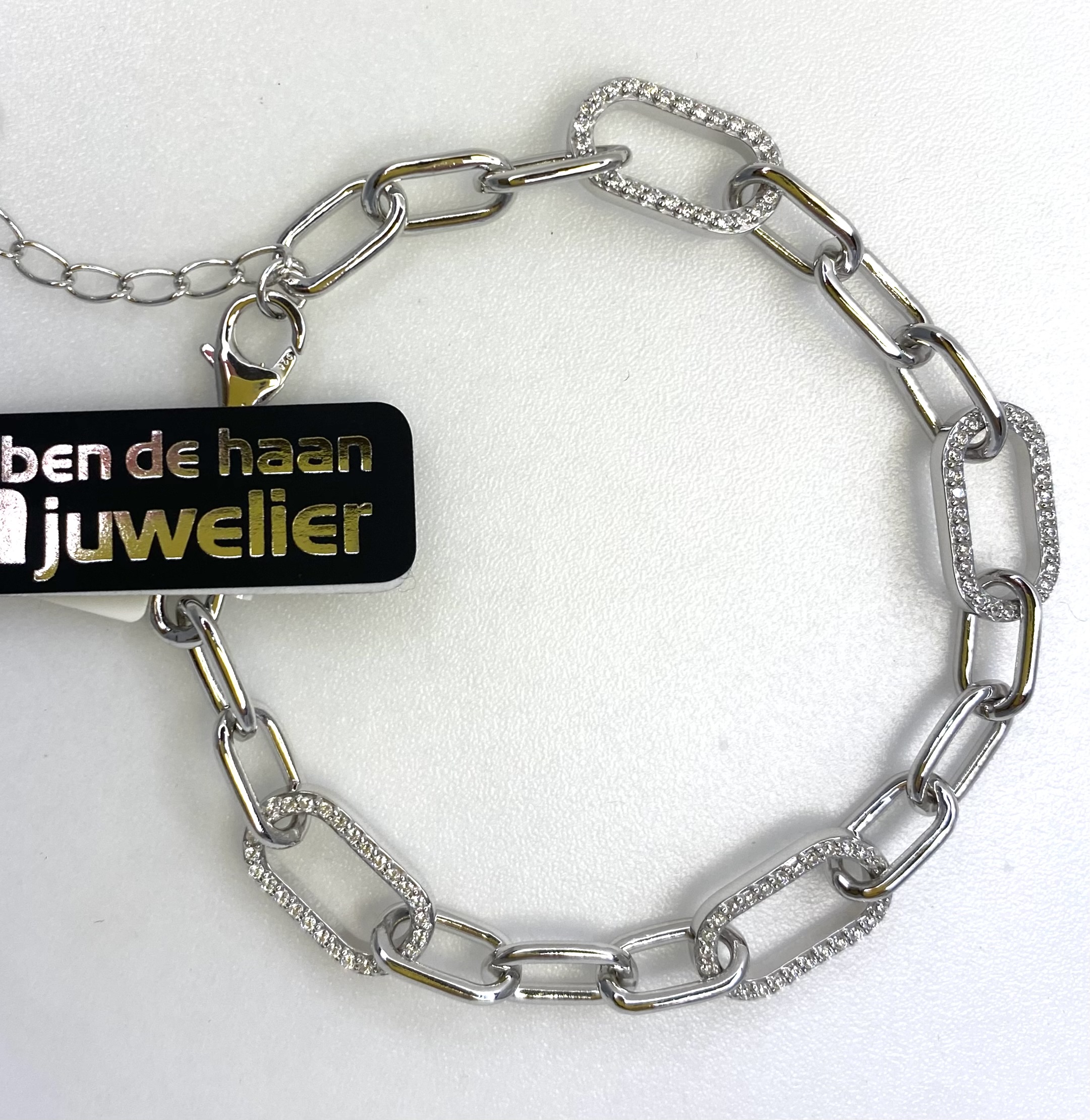 Zilver armband met zirkonia en verleng stukje