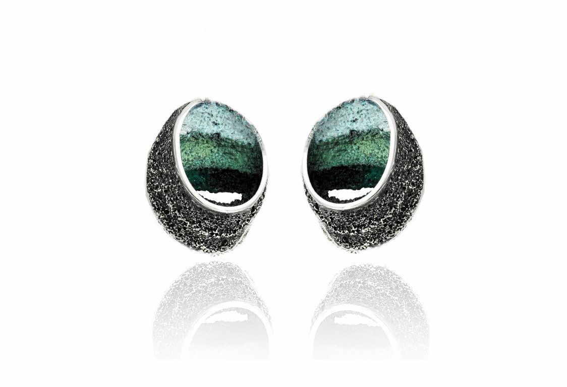 Arior - Zilveren oorstekers, Sinera Emerald Green 23x18mm - 1143460XPP