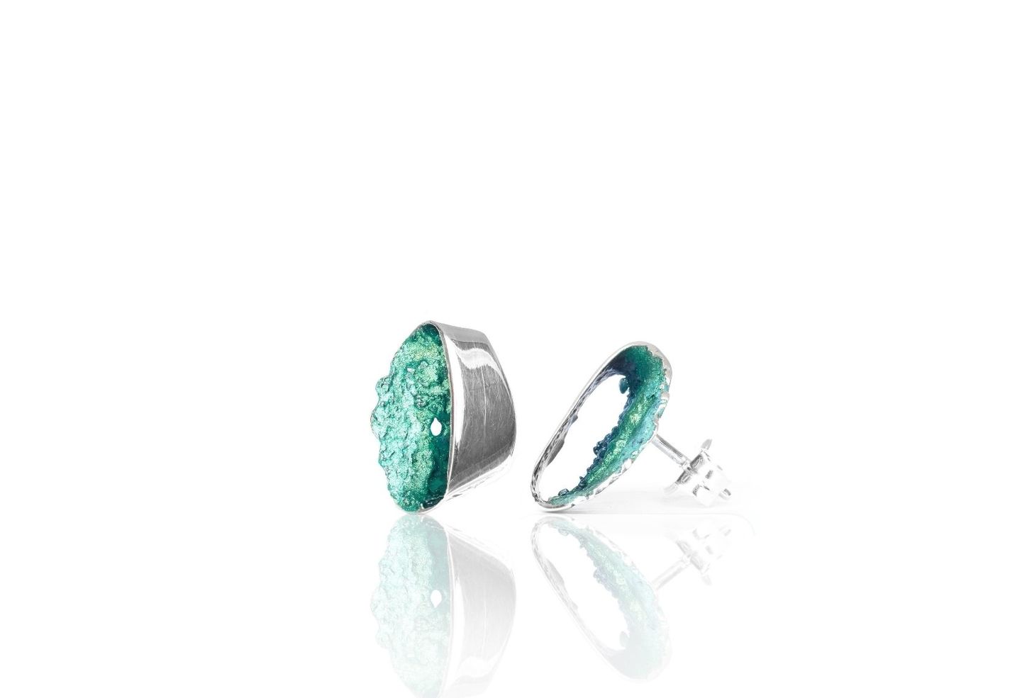 Arior - Zilveren oorstekers, Gala emeral green small, 16x14mm - 1144559XPP