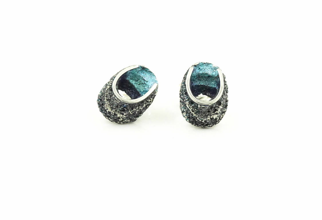 Arior - Zilveren oorstekers, Sinera small blue Formentera,5, 10x14mm - 1144575XPP
