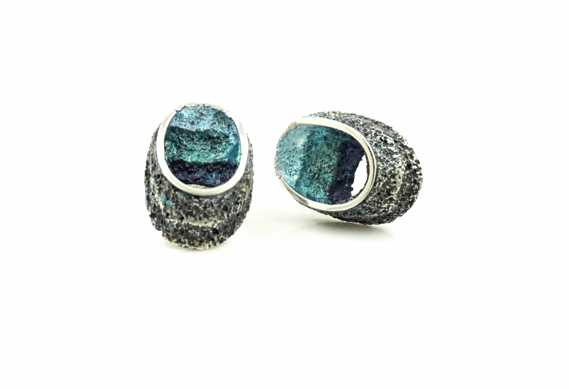Arior - Zilveren oorstekers, Sinera medium Blue Formentera, 13x18mm - 1144582XPP