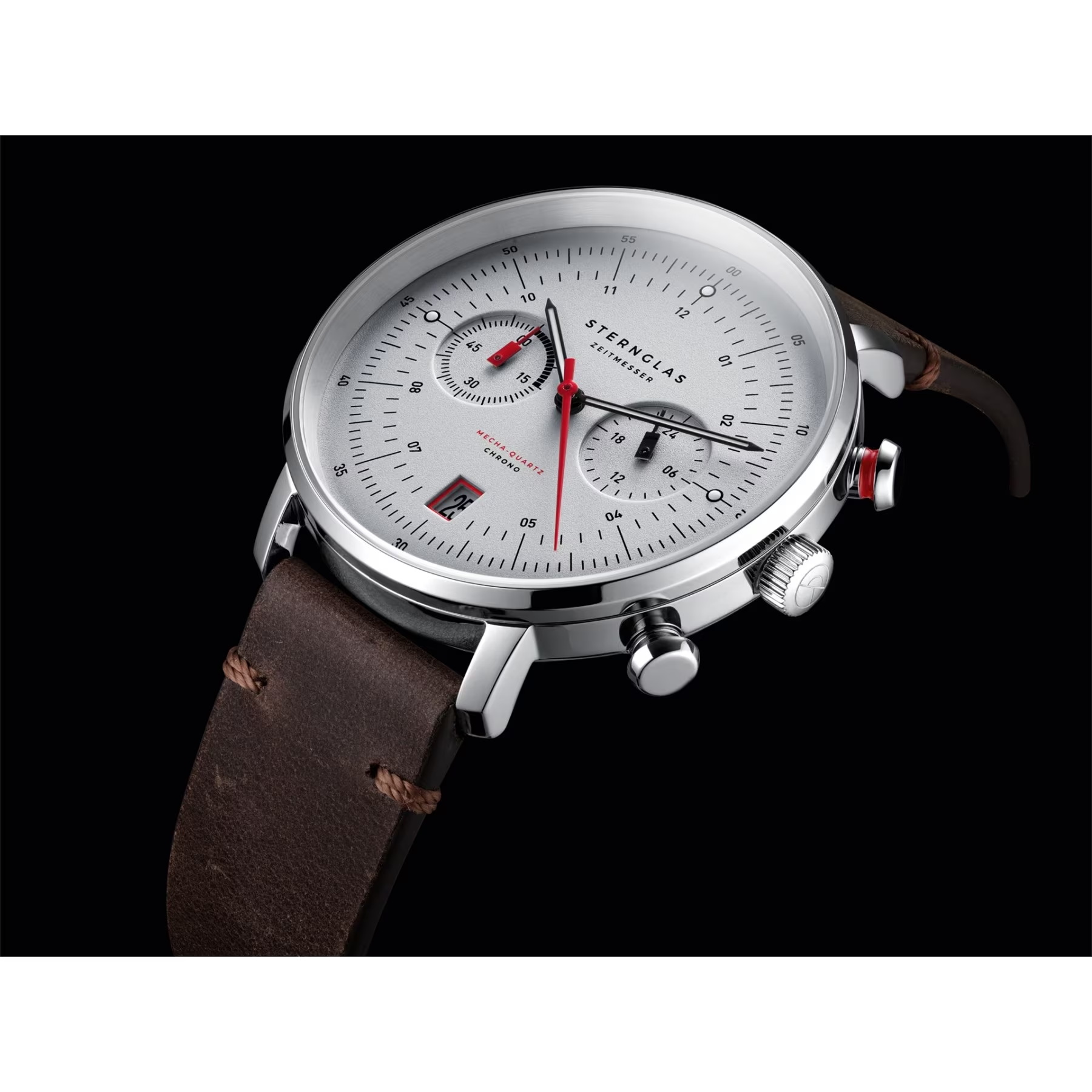 Sternglas chrono herenhorloge met bruine lerenband en saffierglas