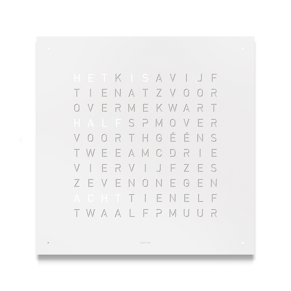 front qlocktwo earth 45 wit staal