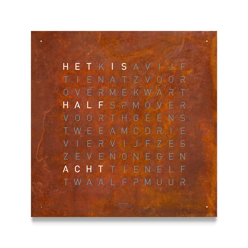 front qlocktwo 45 earth creator rust
