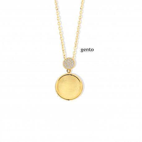 Zilver vergulde hanger met ketting en zirkoon 45 cm