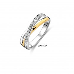 Zilveren bicolor ring met zirkoon