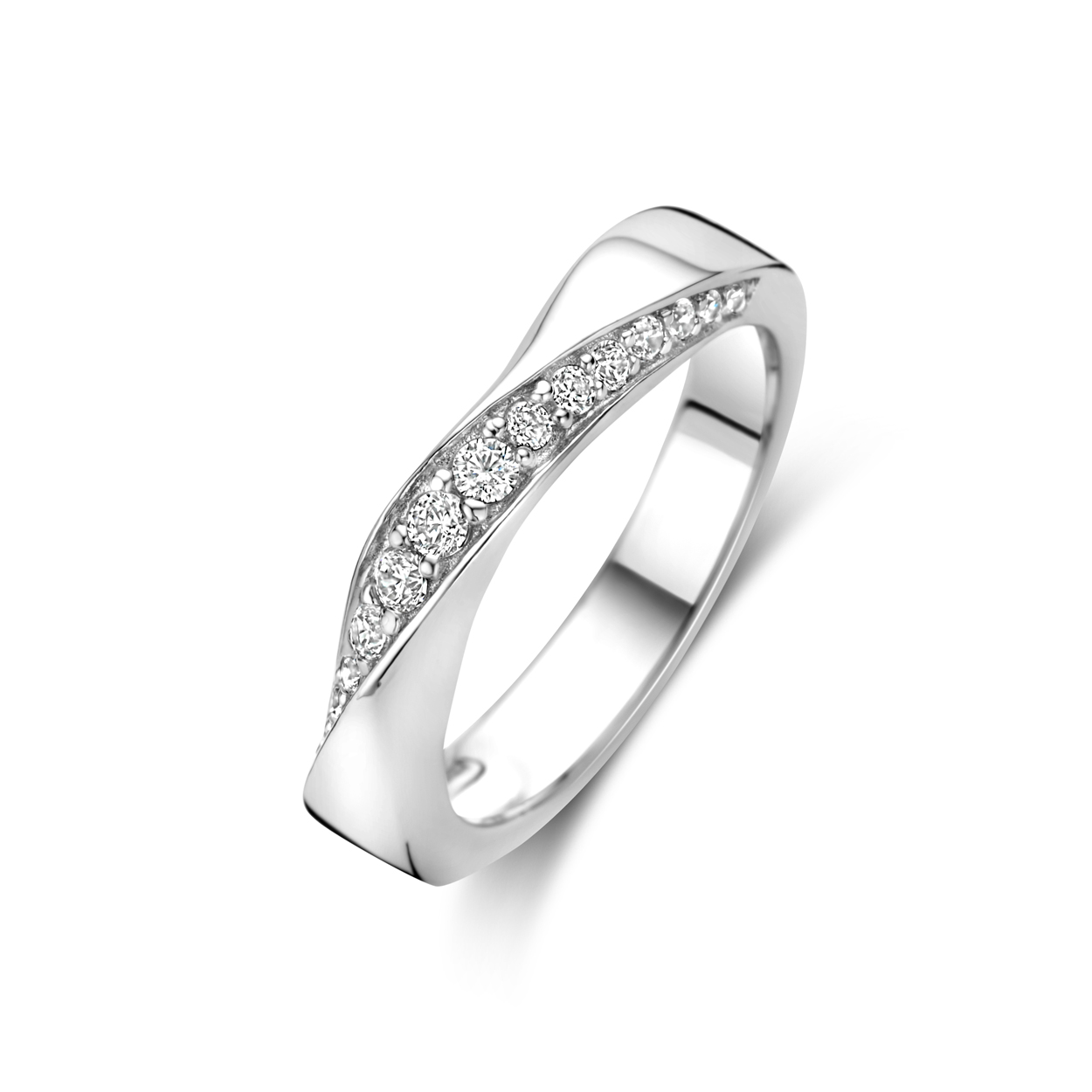 zilveren RdL ring, slag+pave zirconias