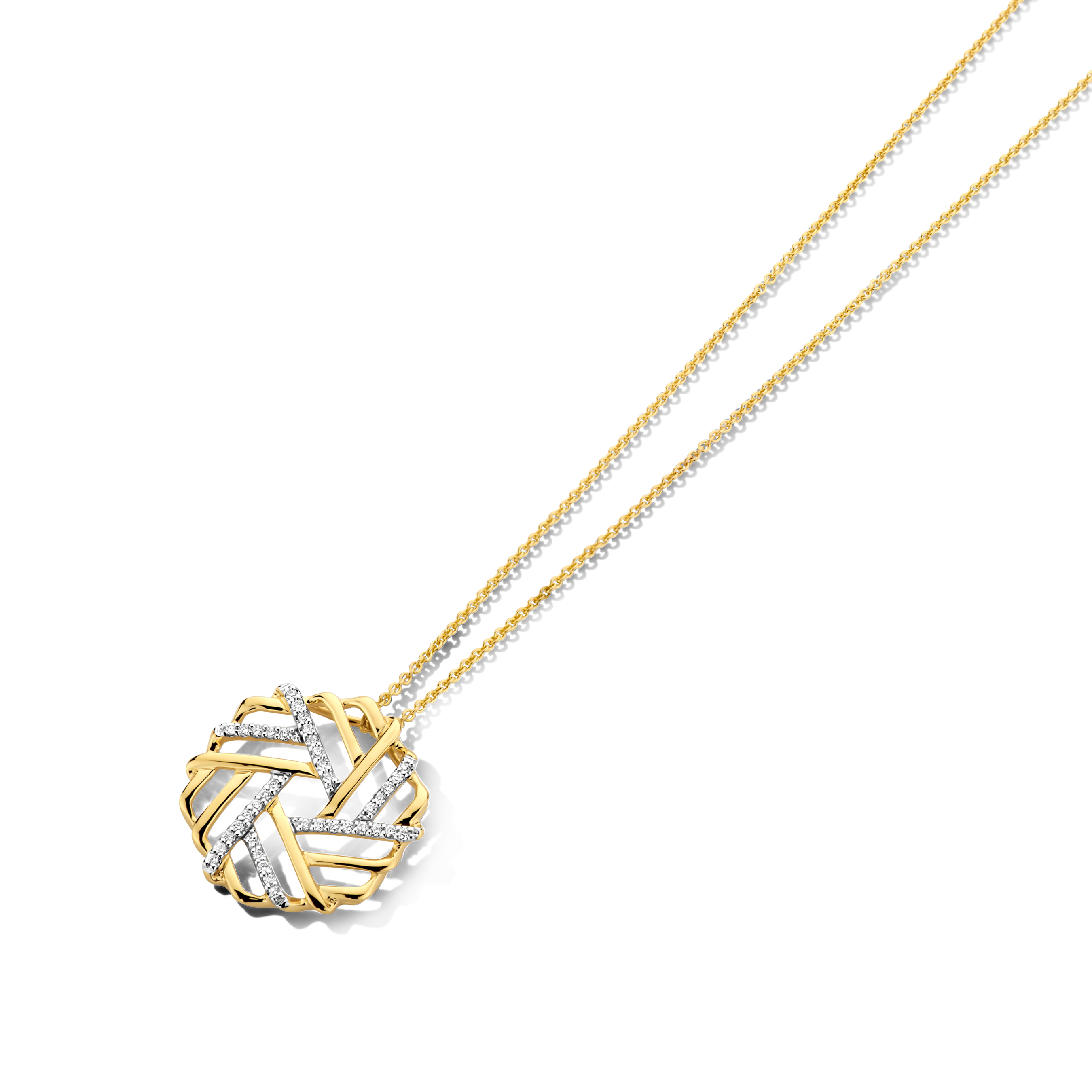 Gouden ketting 18 kt met hanger en diamant 0,09 ct