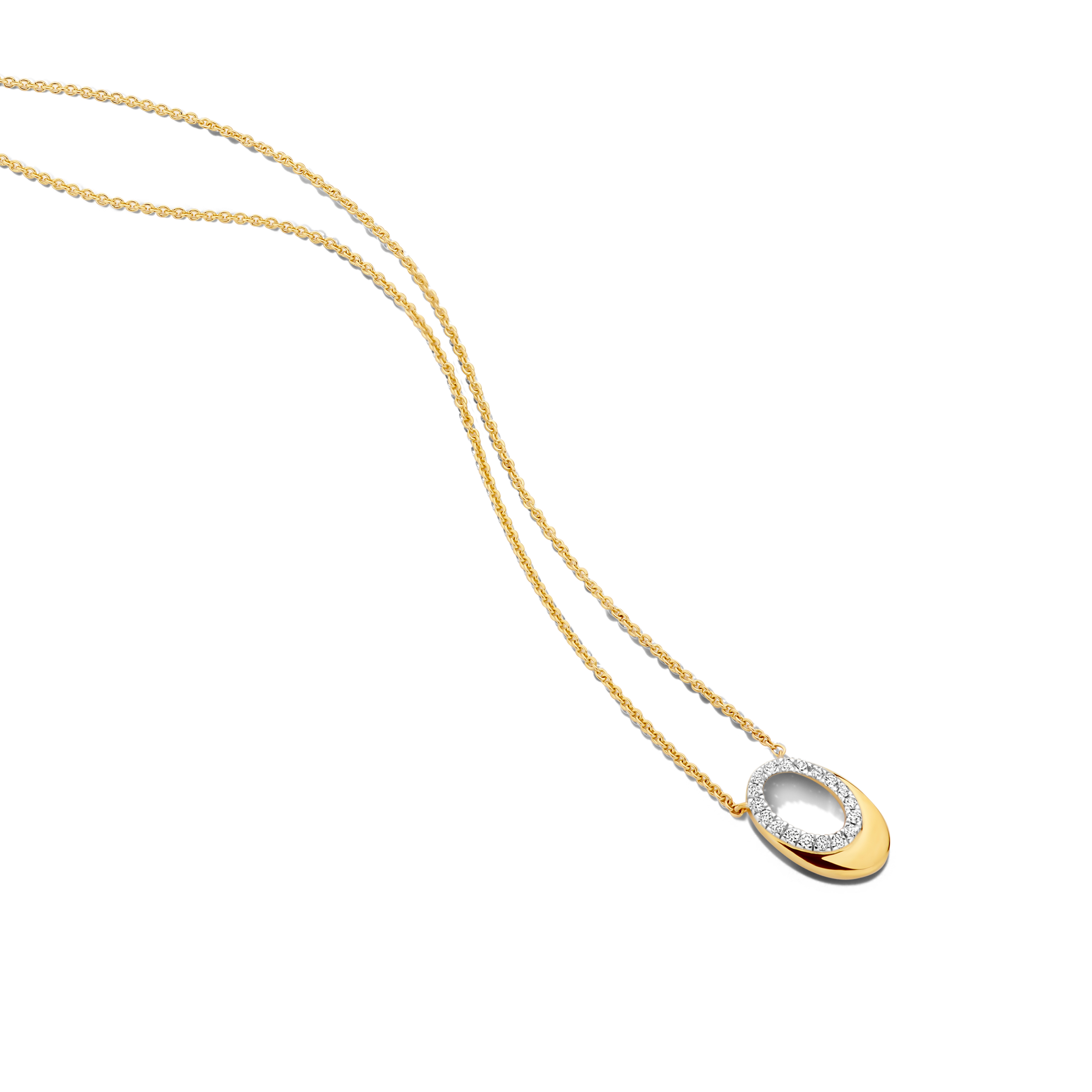 Gouden ketting 18 kt met hanger en diamant 0,09 ct