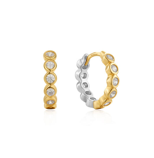 Pop Charms Two Tones Row Bezel Huggies