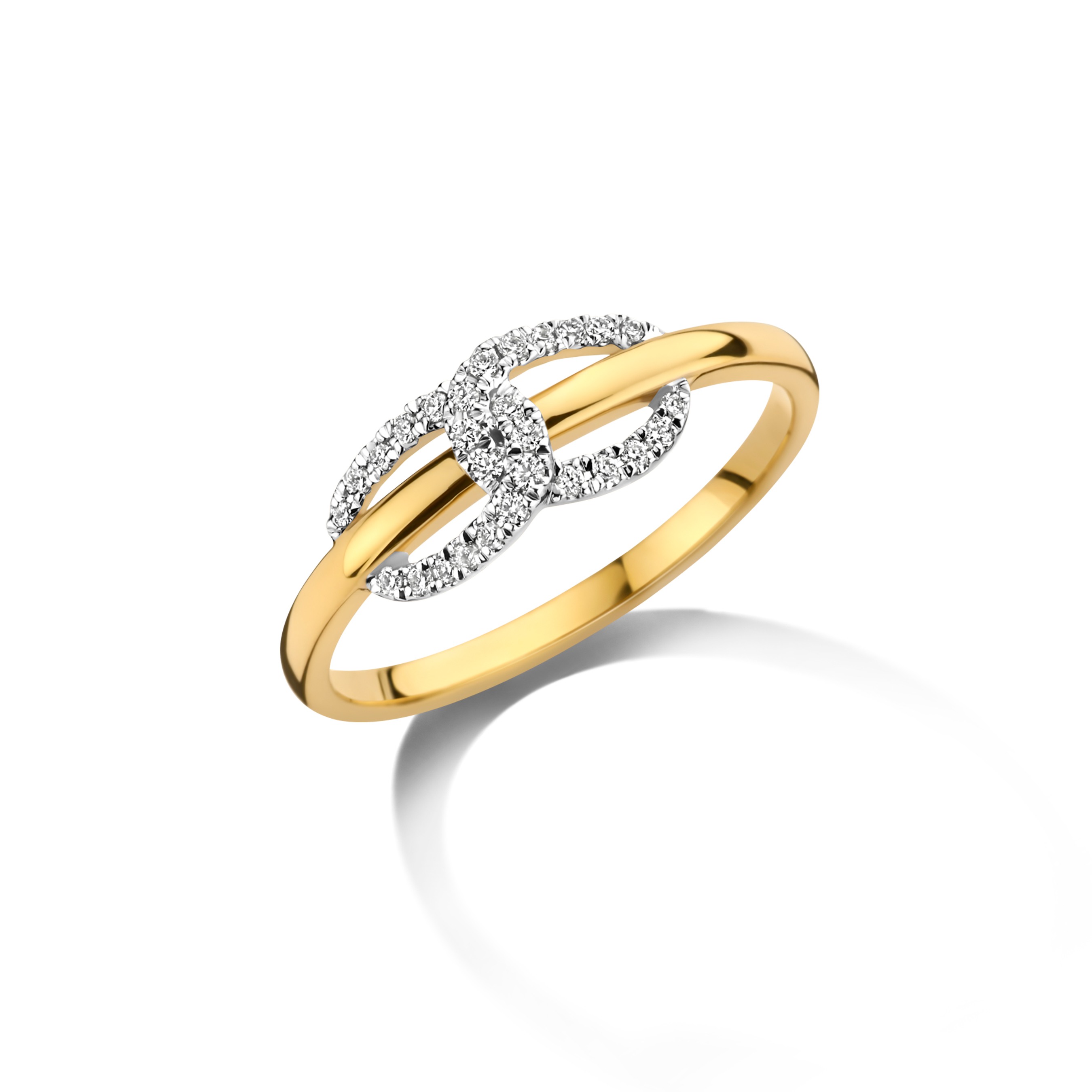 Gouden ring 18 kt met diamant 0,11 ct
maat 55