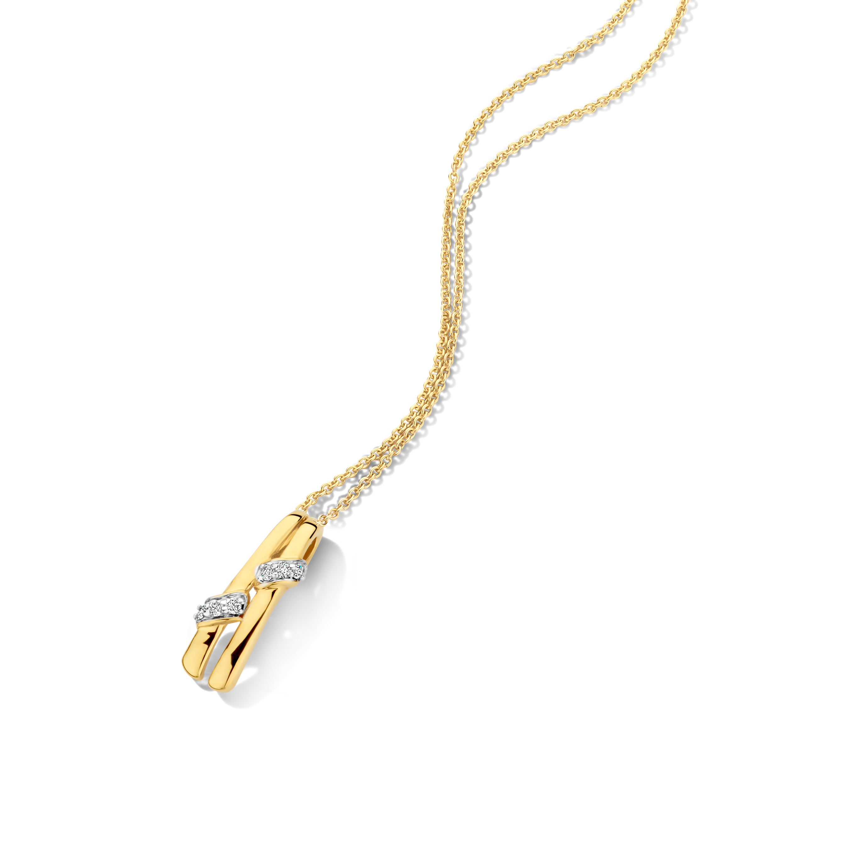 Gouden hanger 18 kt met diamant 0,03 ct
Ketting niet inbegrepen