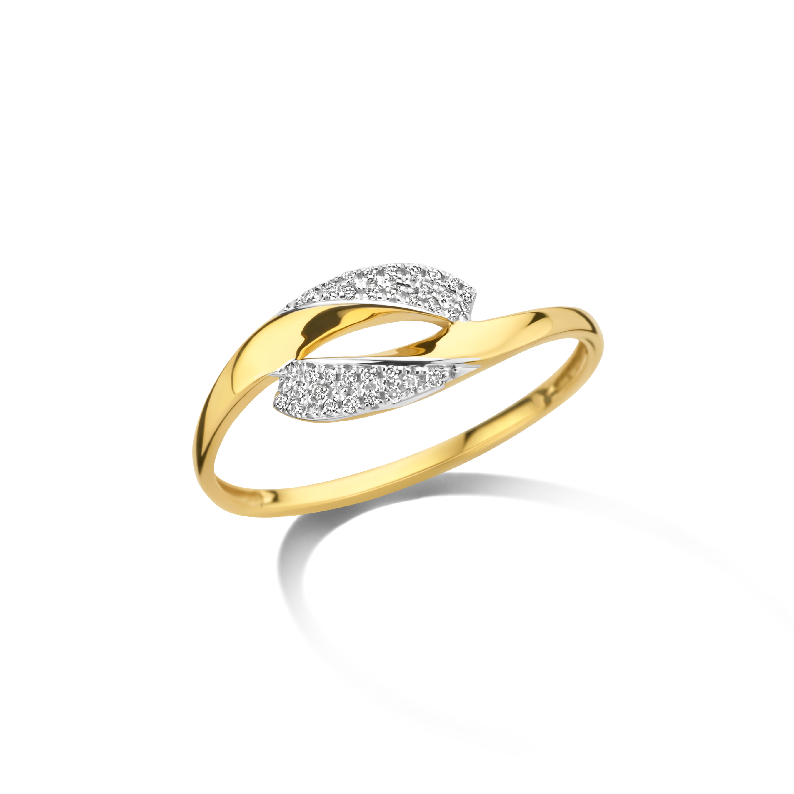 Gouden ring 18 kt met diamant 0,07 ct
maat 54