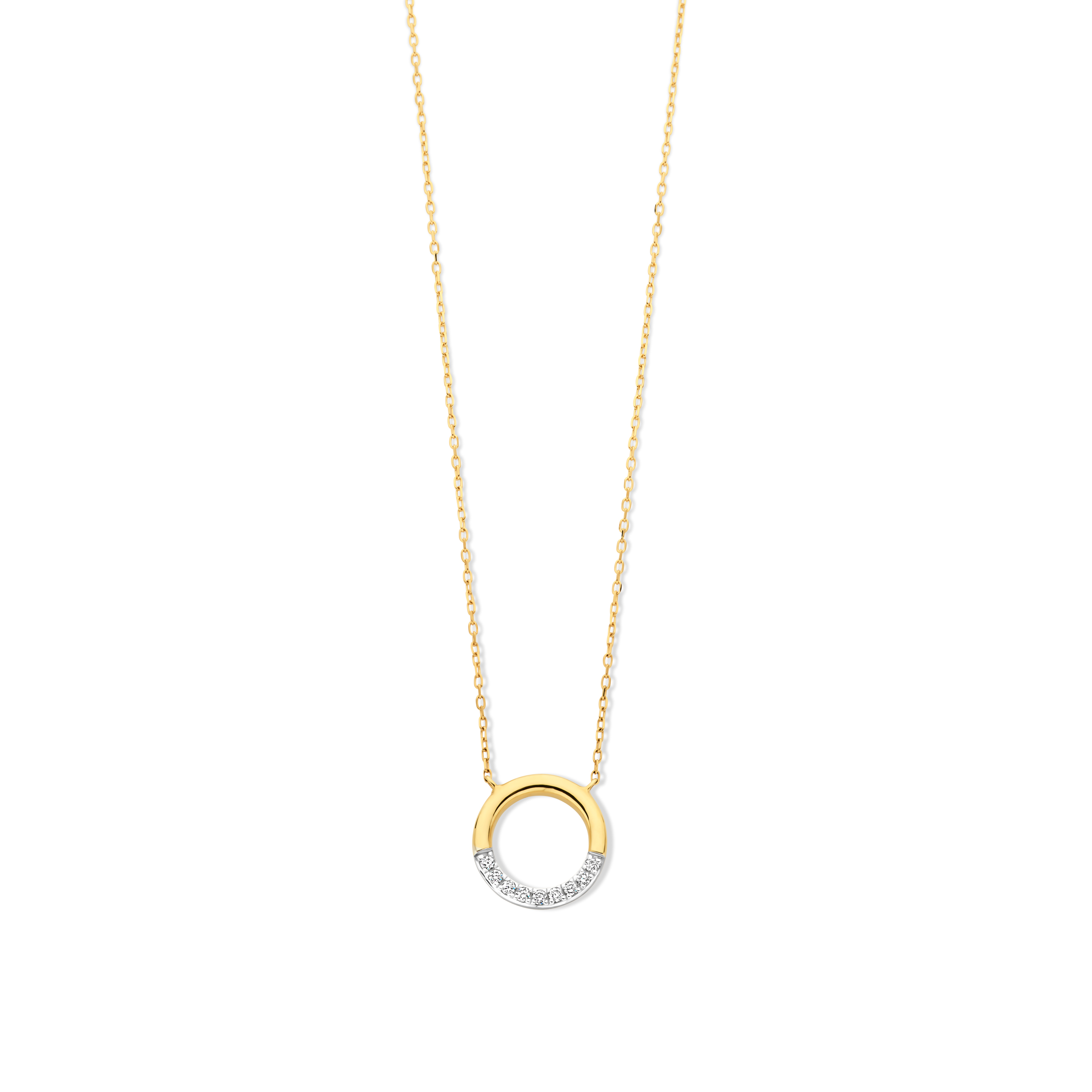 Gouden ketting 18 kt met hanger en diamant 0,05 ct