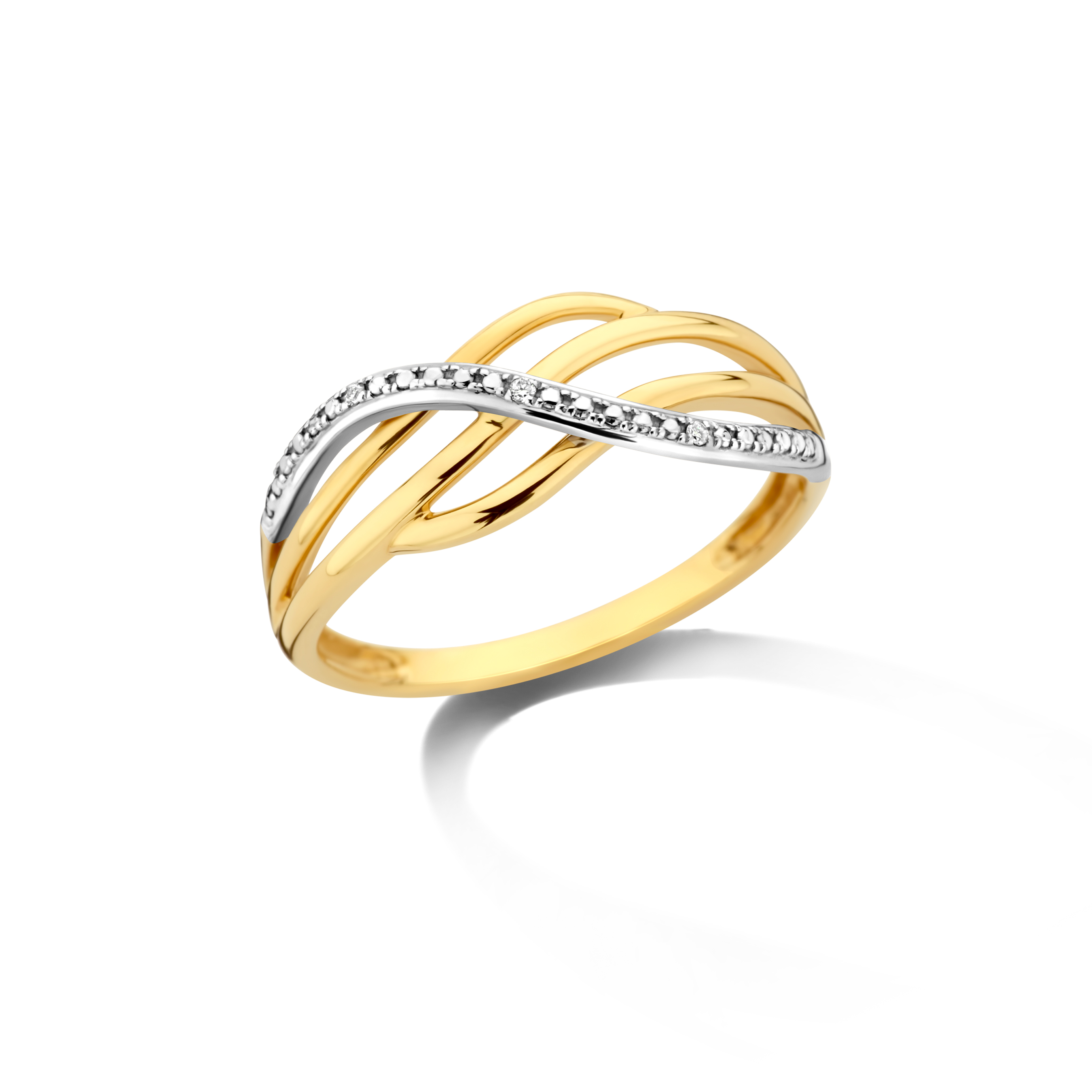 Gouden ring 18 kt met diamant 0,01 ct
mt 55