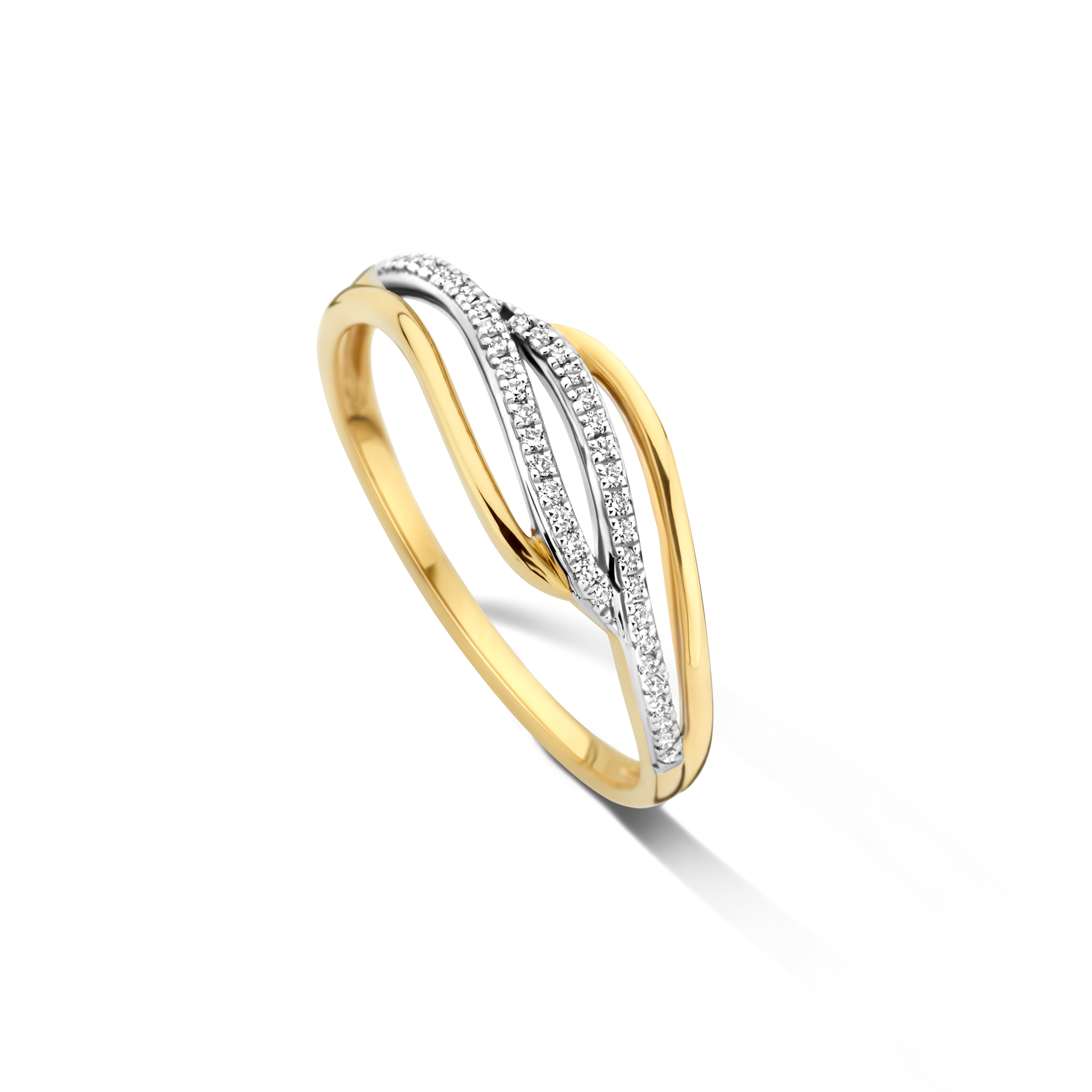 Gouden ring 18 kt  met diamant 0,09 ct
maat 54