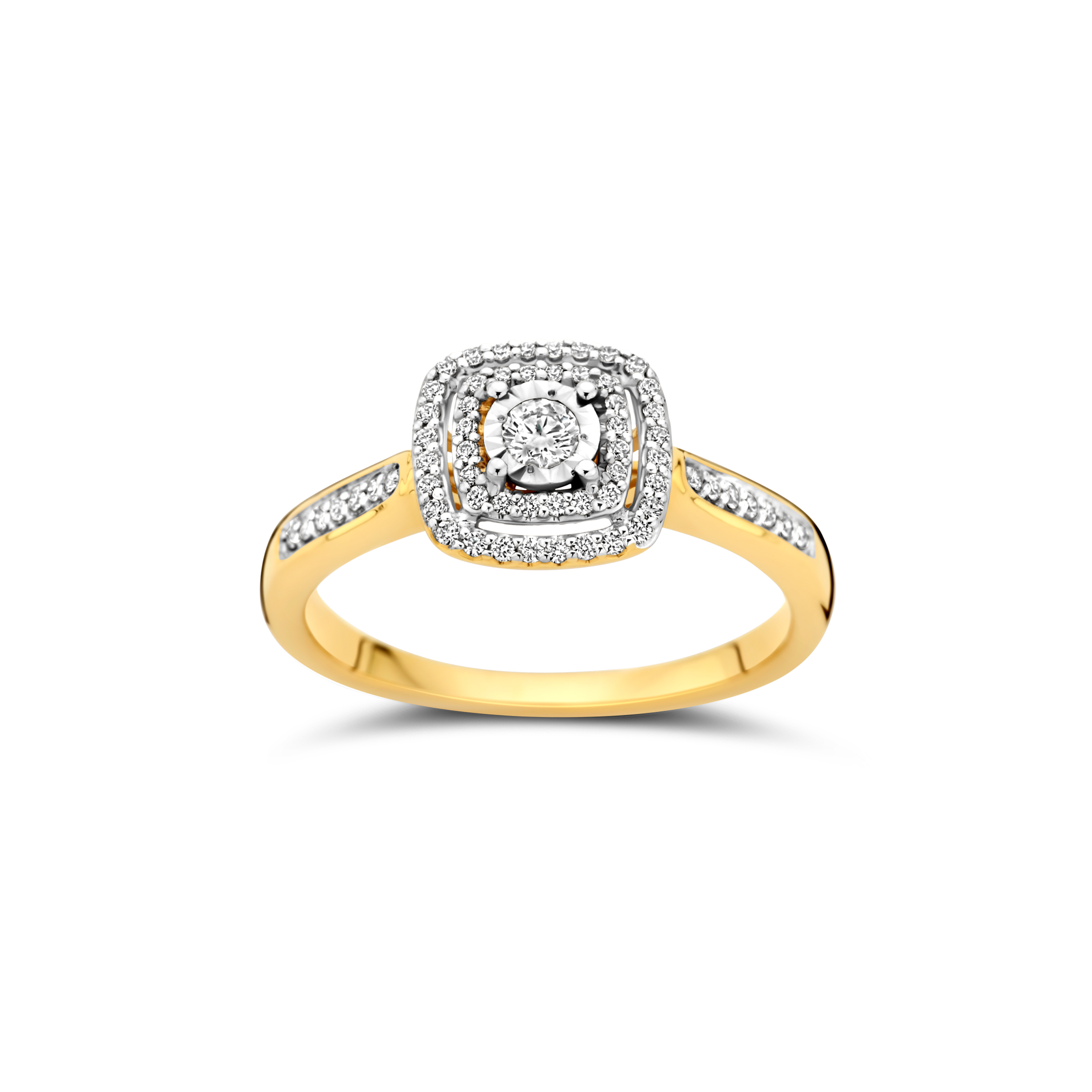 Gouden ring 18 kt met diamant 0,24 ct
maat 54