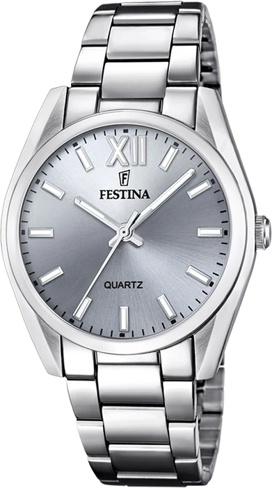 De Festina Horloge is een stijlvolle horloge met een stalen grijze band en een diameter van 37mm. Het horloge heeft een quartz uurwerk en is waterbestendig tot 50 meter diep. De wijzerplaat is voorzien van een datumaanduiding en chronograaf functie. Draag deze horloge met zowel casual als formele outfits voor een tijdloze look. Maak je outfit compleet met deze prachtige Festina Horloge!