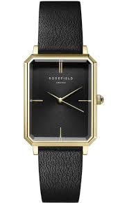 Rosefield OBSBG-O49 The Octagon Black Sunray Black Leather Gold