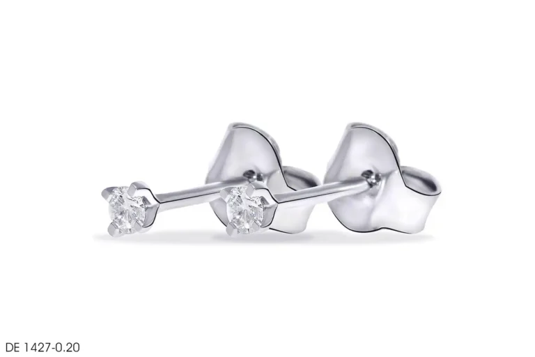 14 Krt Witgoud solitair Oorknoppen 4-poots 2-0.20 Crt, .