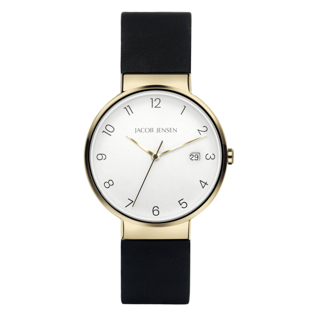 Jacob Jensen horloge met kunststof band, Timeless Nordic double/zwart silliconen