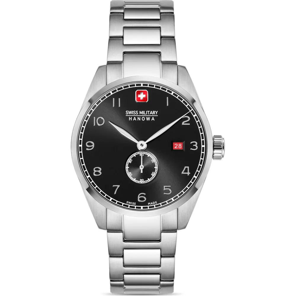 Swiss Military horloge met stalen band, Lynx staal/zwart