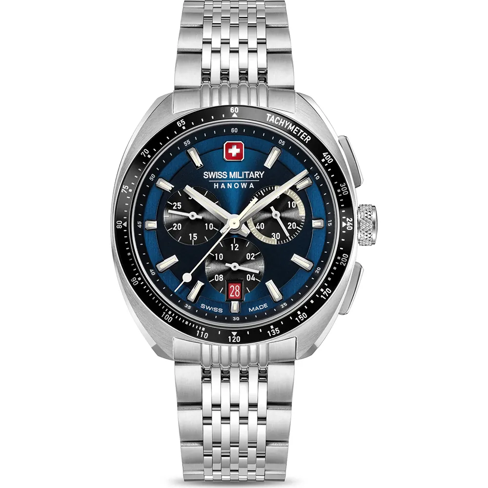 Swiss Military horloge, Defender staal/blauw