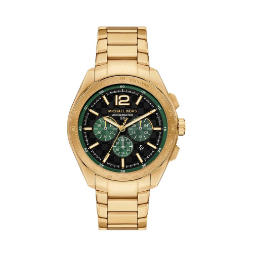 Dit Michael Kors MK9177 horloge heeft een goudkleurige kast met een groene wijzerplaat, wat zorgt voor een luxe uitstraling. Het horloge heeft ook een mult-functioneel uurwerk en is waterbestendig tot 50 meter diepte. Draag dit horloge in combinatie met een chique outfit voor een verfijnde look, of draag het casual voor een trendy uitstraling.

Pair dit horloge met andere gouden accessoires voor een elegante uitstraling. Combineer het met een chique jurk voor een avondje uit, of met een denim en een eenvoudig t-shirt voor een casual look. Met zijn veelzijdigheid en stijlvolle ontwerp, is dit horloge een must-have voor elke modebewuste man of vrouw.
