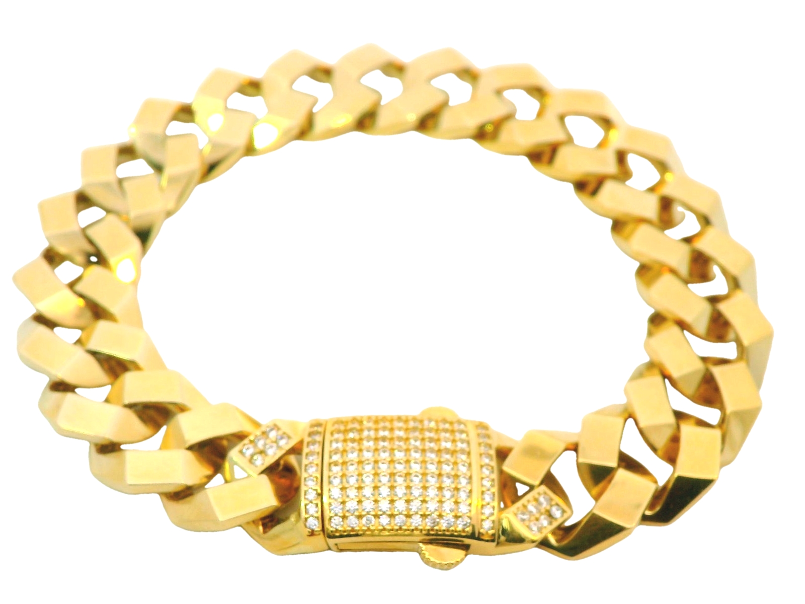 Deze armband van Louis Bros is vervaardigd uit 14 karaat geelgoud (24.50 gr.). 
Deze luxe armband voor heren is verfijnd afgewerkt met fonkelende zirkonia-stenen, wat een subtiel maar stijlvol accent toevoegt. De stevige schakels stralen kracht uit, terwijl de zirkonia zorgt voor een schitterend contrast en een vleugje elegantie. Dit sieraad is perfect voor de man die houdt van een combinatie van luxe en tijdloze klasse. De geelgouden afwerking in combinatie met de glinsterende zirkonia maakt deze armband tot een echte blikvanger, geschikt voor zowel dagelijks gebruik als speciale gelegenheden.