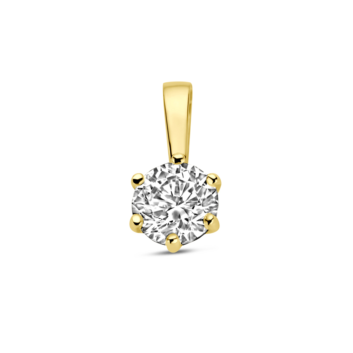 gouden hanger, 6poot+zirconia 4mm