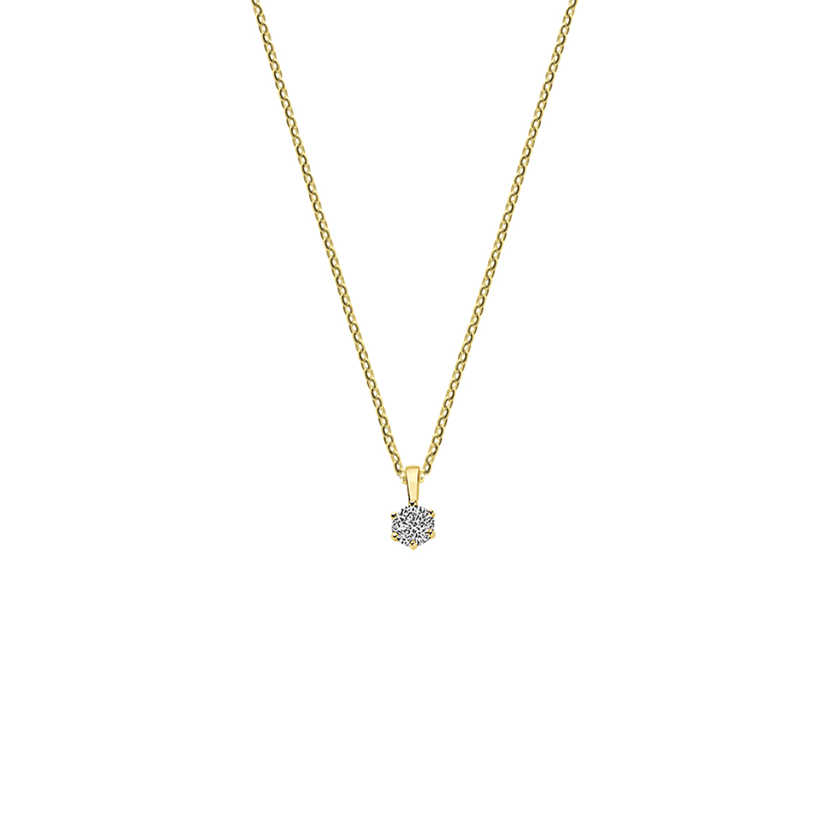 14k Geelgouden anker collier uitgevoerd met een schitterende zirkonia. Het collier heeft een draaglengte van 41cm en een extensie van 4cm.