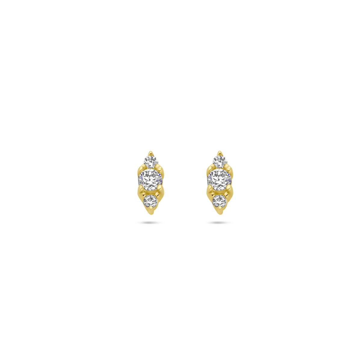 gouden oorstekers, 3x zirconia