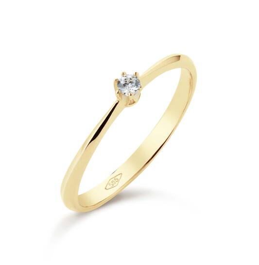 Gouden Solitair Ring met Zirkonia