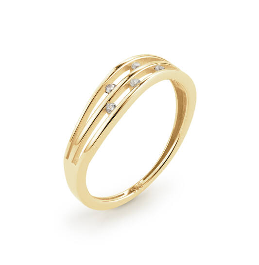 Gouden Ring met 3 Banen met Zirkonia
