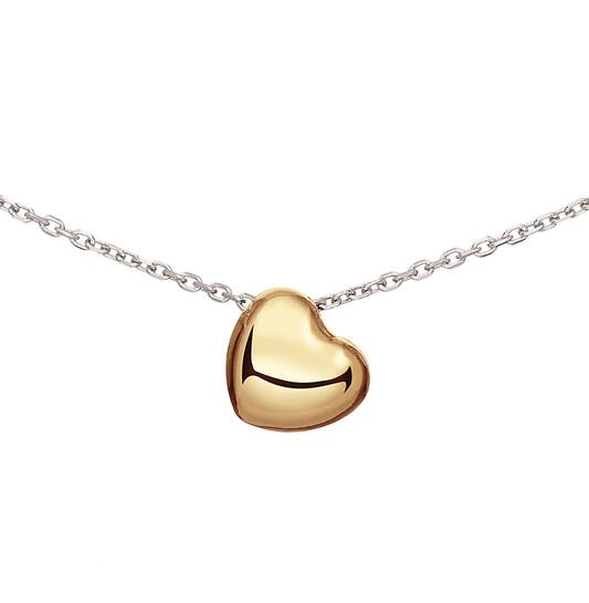 Zilver Gerhodineerd Collier met Verguld Hart