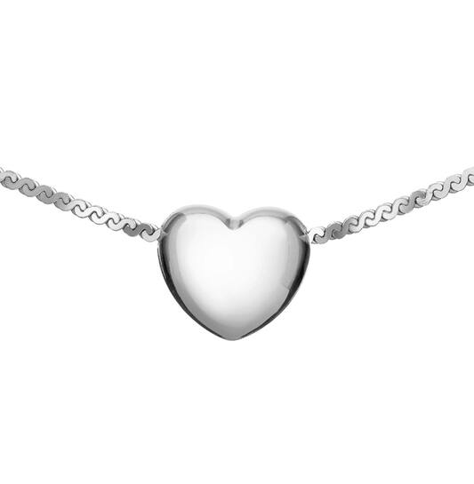 Zilver Gerhodineerd Collier met Zilver Hart